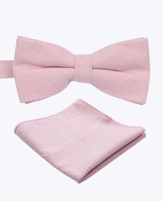 Noeud Papillon + Pochette de Costume Rose n°3 Homme en Coton «Edgard»