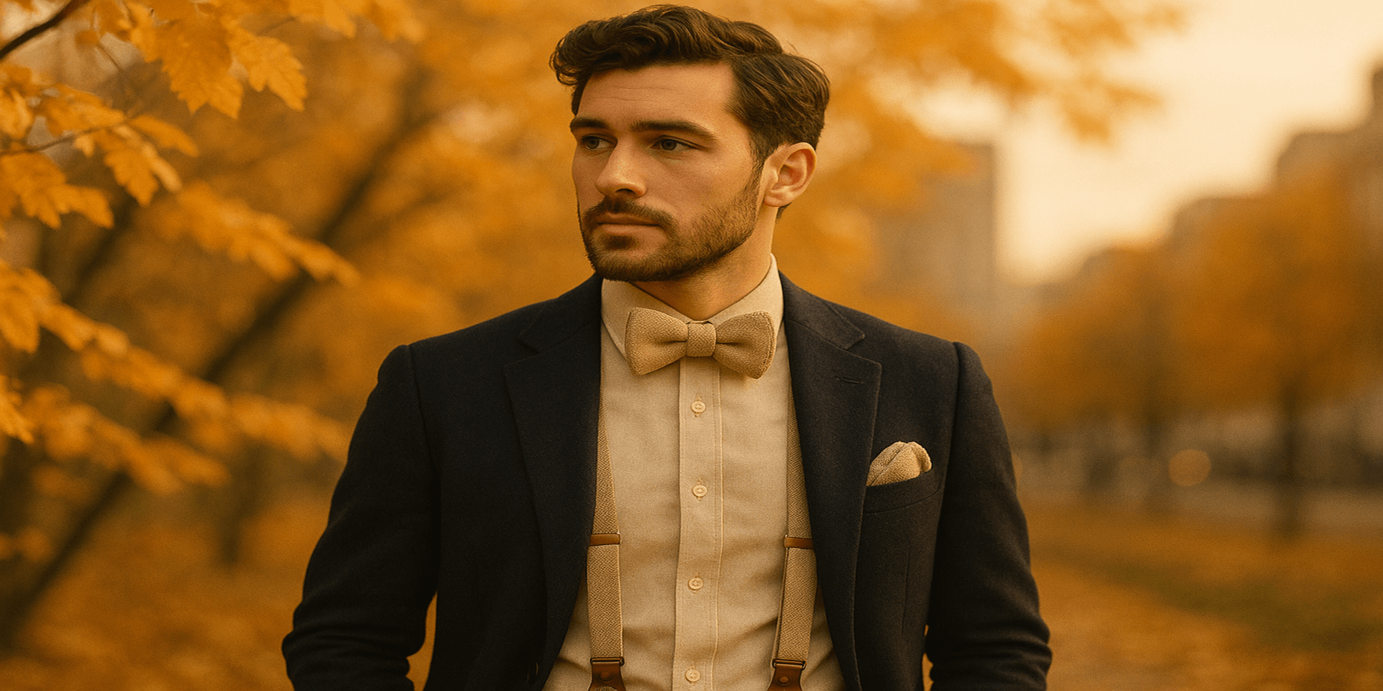 Pourquoi les accessoires de costume beige sont-ils parfaits pour l’automne ? Imagem