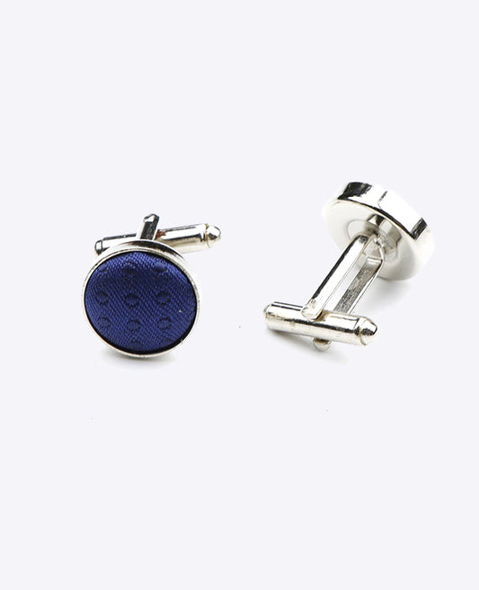 Boutons de Manchette Bleu n°3 à Pois en Polyester «Louis»