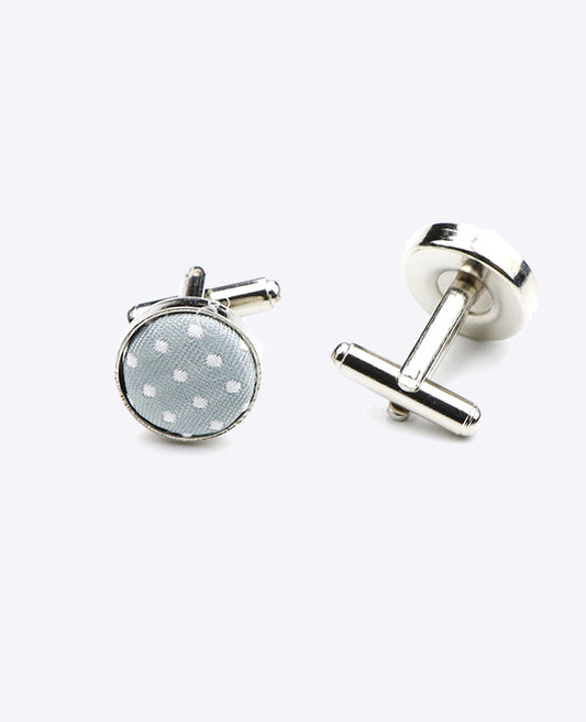 Boutons de Manchette Gris à Pois en Polyester «Louis»
