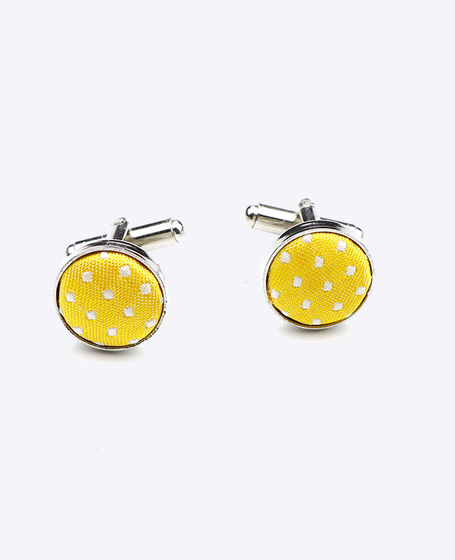 Abotoaduras Amarelo n°1 Com Bolinhas em Poliéster «Louis»