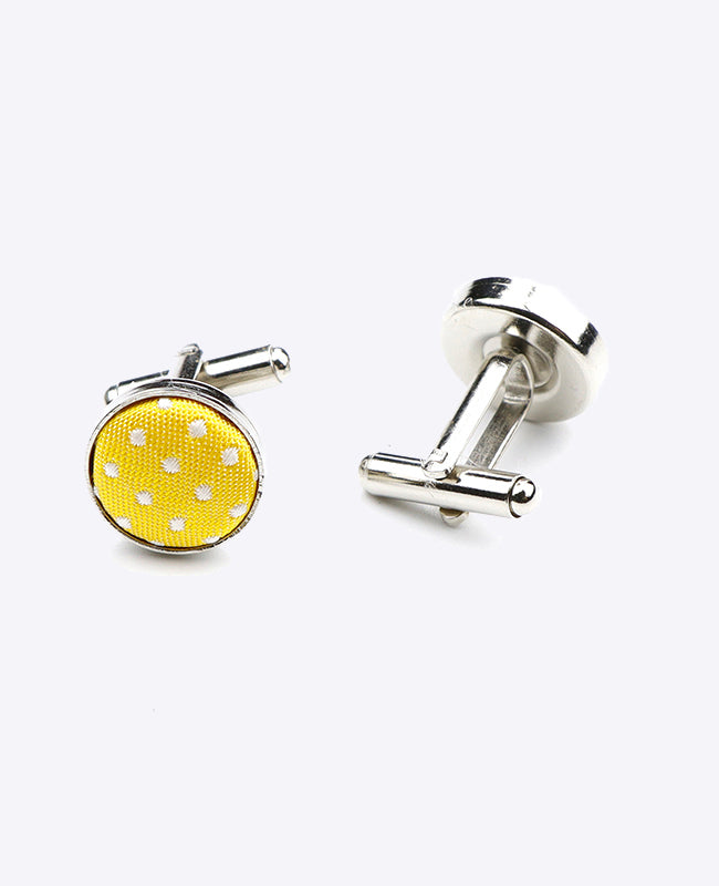 Abotoaduras Amarelo n°1 Com Bolinhas em Poliéster «Louis»