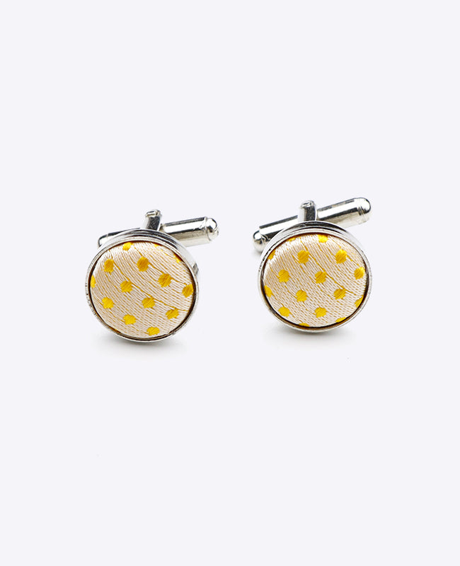 Abotoaduras Amarelo n°2 Com Bolinhas em Poliéster «Louis»
