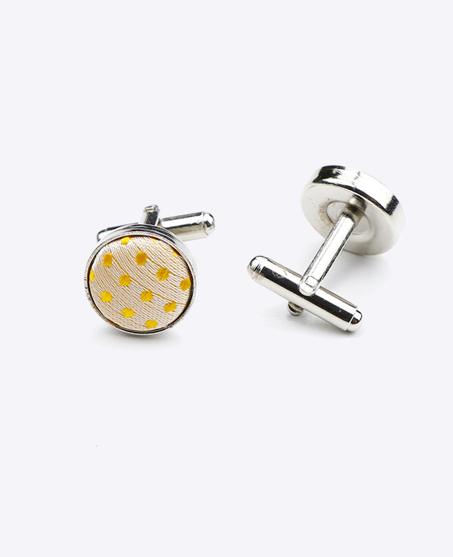 Abotoaduras Amarelo n°2 Com Bolinhas em Poliéster «Louis»