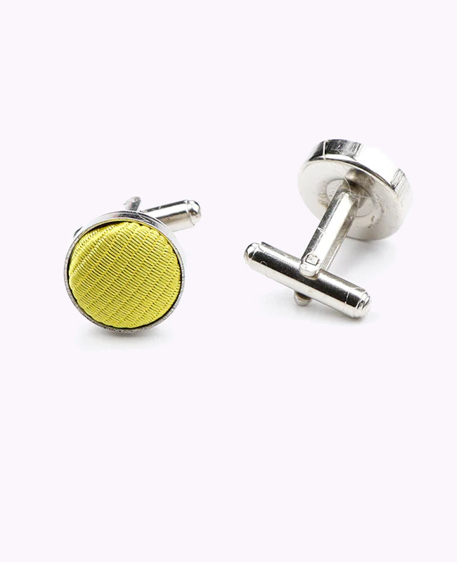Boutons de Manchette Jaune n°2 en Polyester «Lucien»