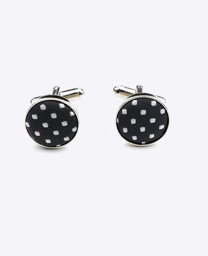 Abotoaduras Preto n°2 Com Bolinhas em Poliéster «Louis»