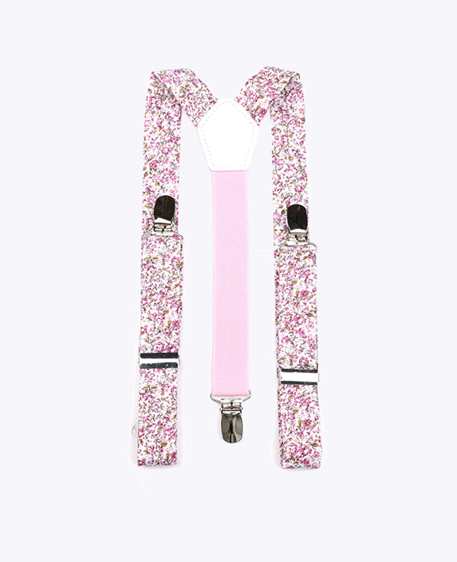 Suspensórios Criança Liberty Rosa n°4 em Algodão «Gaspard»