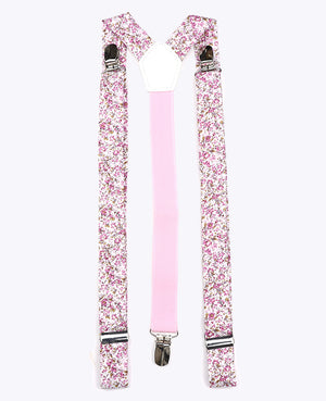 Suspensórios Homem Liberty Rosa n°4 em Algodão «Gaspard»