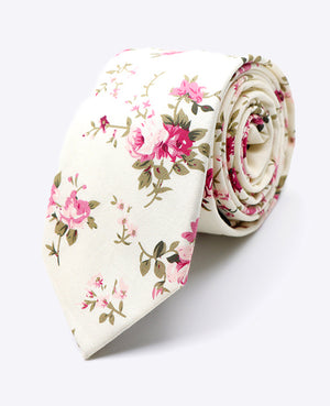 Gravata Liberty Branco n°7 Homem em Algodão «Charles»