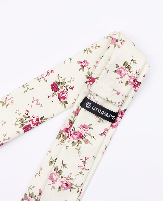 Gravata Liberty Branco n°7 Homem em Algodão «Charles»