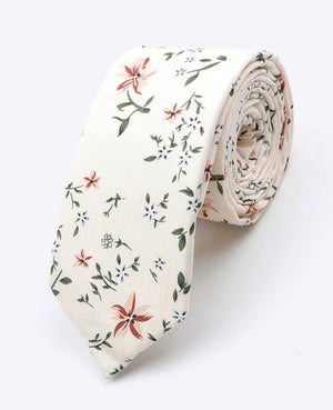 Gravata Liberty Branco n°8 Homem em Algodão «Charles»
