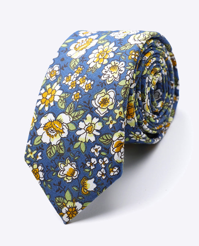 Gravata Liberty Azul n°1 Homem em Algodão «Gaspard»
