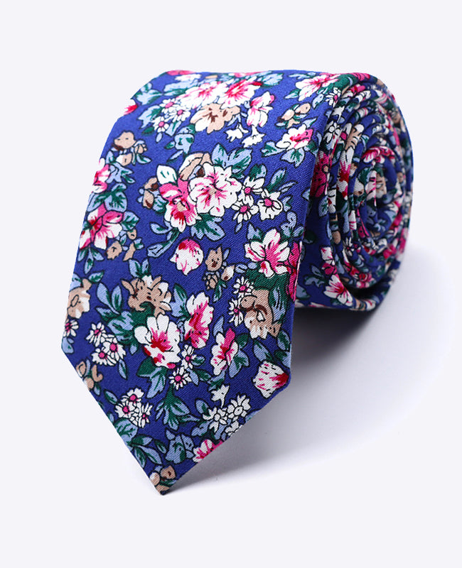 Gravata Liberty Azul n°10 Homem em Algodão «Gaspard»