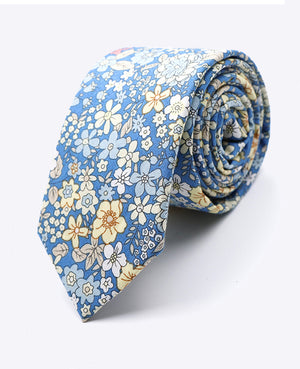 Gravata Liberty Azul n°2 Homem em Algodão «Gaspard»
