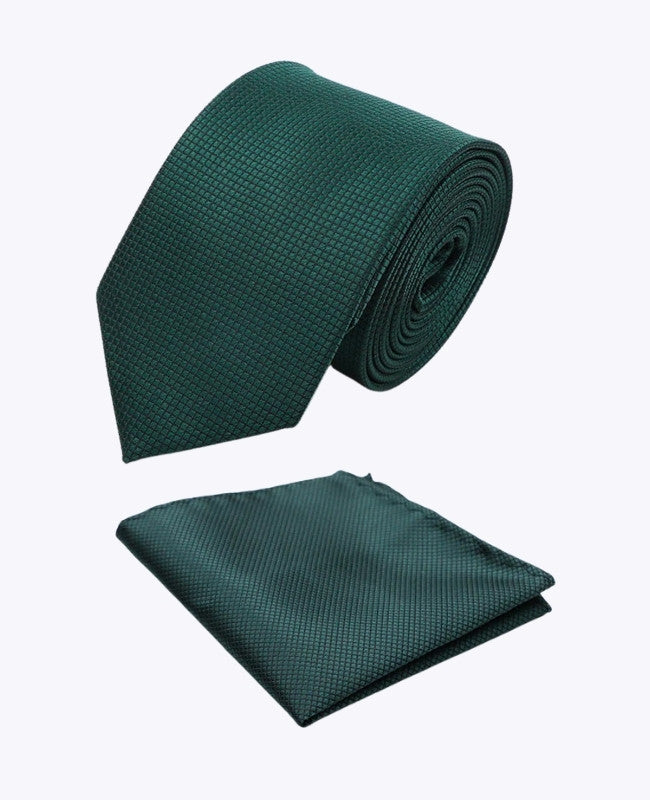Gravata + Lenço de Bolso Verde n°2 Homem em Poliéster «Martin»