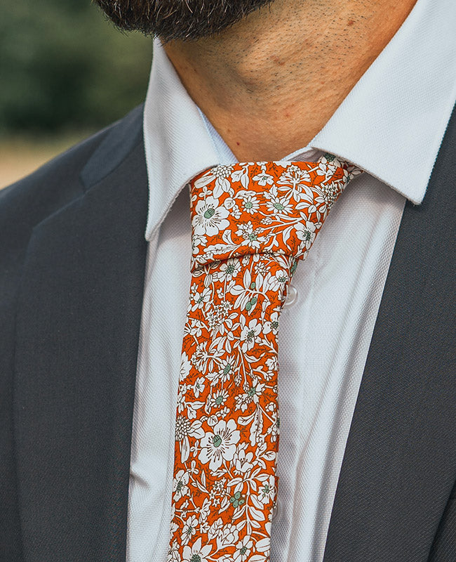 Gravata Liberty Laranja Homem em Algodão «Clovis»