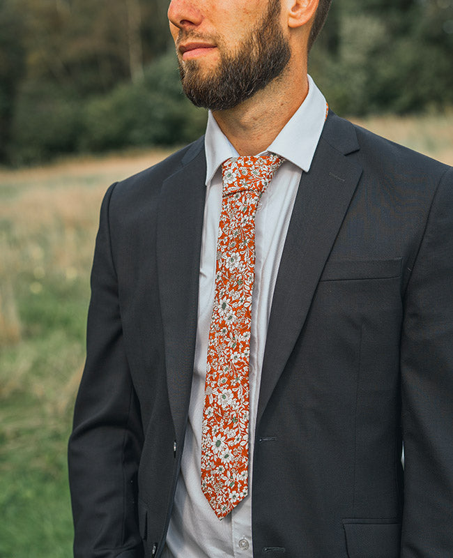 Gravata Liberty Laranja Homem em Algodão «Clovis»