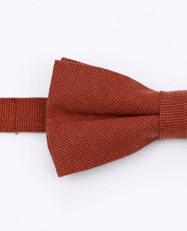 Laço + Lenço de bolso Terracotta Homem em Algodão «Edgard»