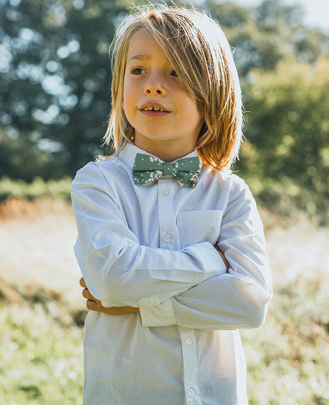 Noeud Papillon Liberty Vert n°3 Enfant en Coton «Gaspard»