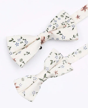 Laços Liberty Branco n°8 Pai & Filho em Algodão «Charles»