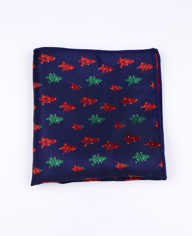 Lenço de bolso de Natal Azul n°2 em Poliéster «Christmas»