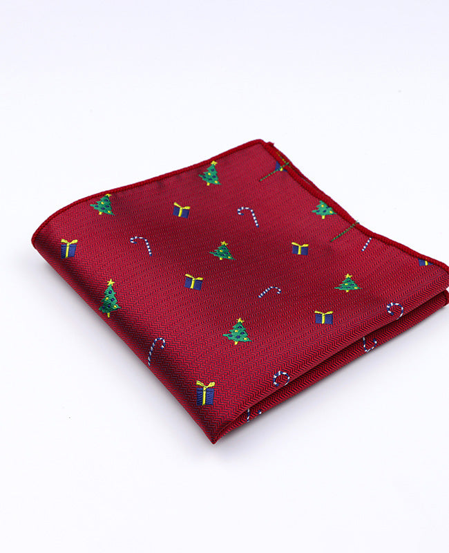 Lenço de bolso de Natal Vermelho n°2 em Poliéster «Christmas»
