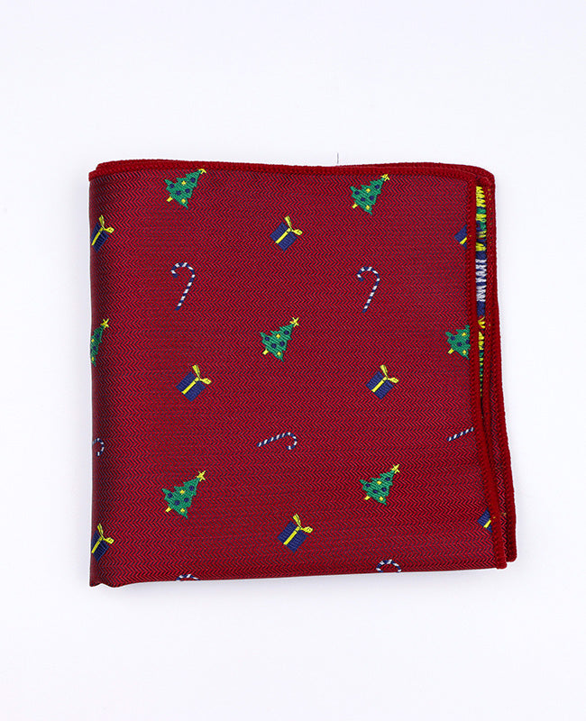 Lenço de bolso de Natal Vermelho n°2 em Poliéster «Christmas»