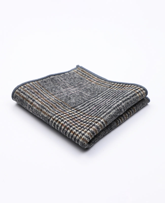 Lenço de Bolso Tartan Cinzento n°7 em Lã | Norbert - Unipap's
