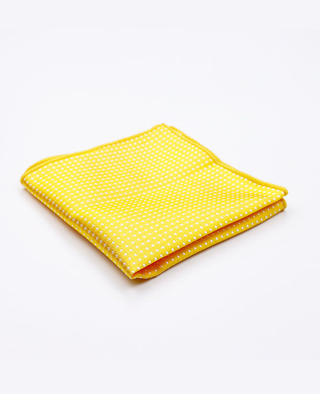 Lenço de bolso Amarelo n°1 Com Bolinhas em Poliéster «Louis»