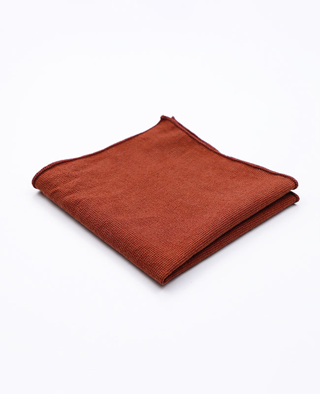 Laço + Lenço de bolso Terracotta Homem em Algodão «Edgard»