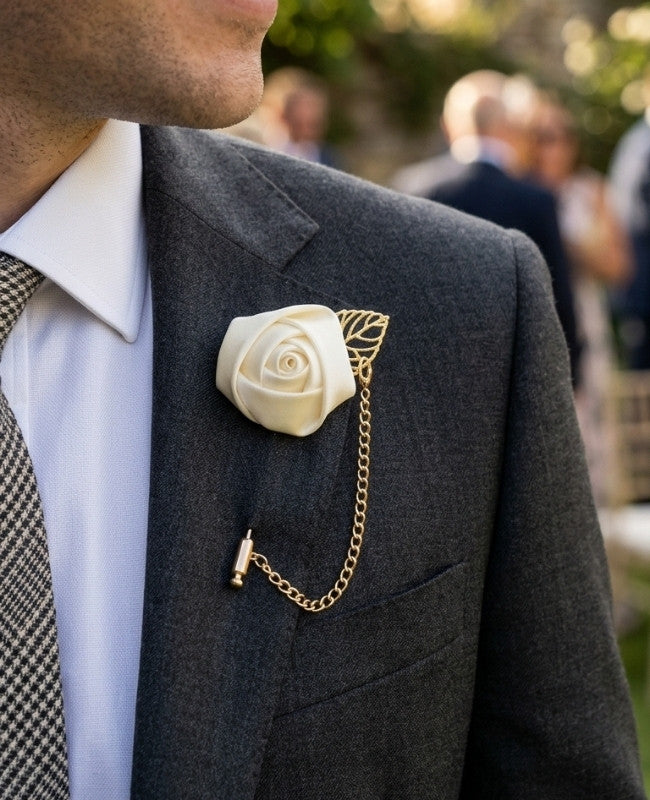 Flor de lapela Bege Homem «Alfred»