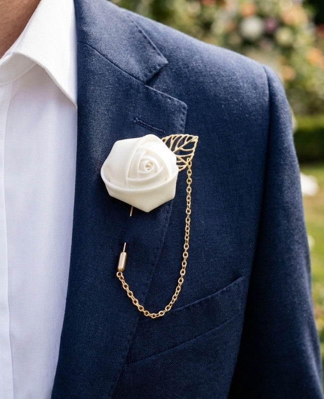 Flor de lapela Branco Homem «Alfred»