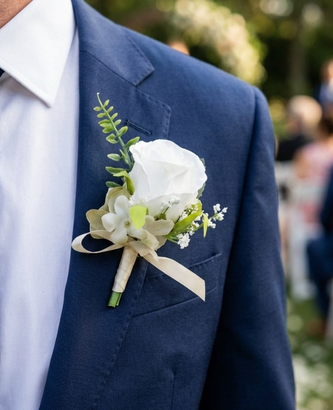 Flor de lapela Branco Homem «Gabriel»