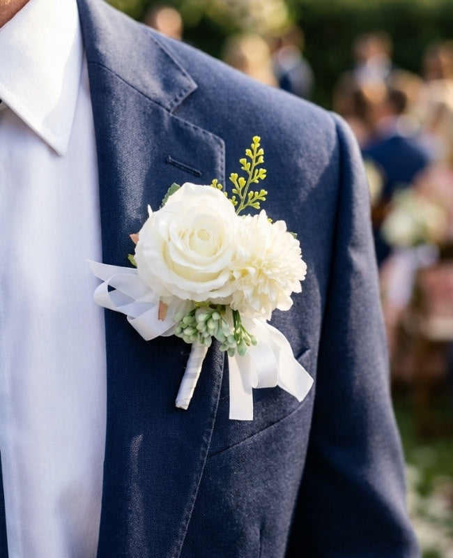 Flor de lapela Branco Homem «Valentin»