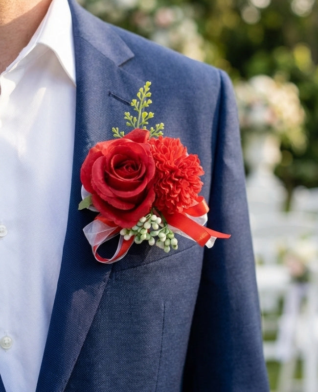 Flor de lapela Vermelho Homem «Valentin»