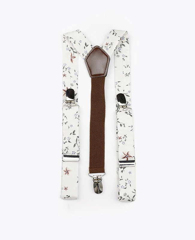 Suspensórios Criança Liberty Branco n°8 em Algodão «Charles»