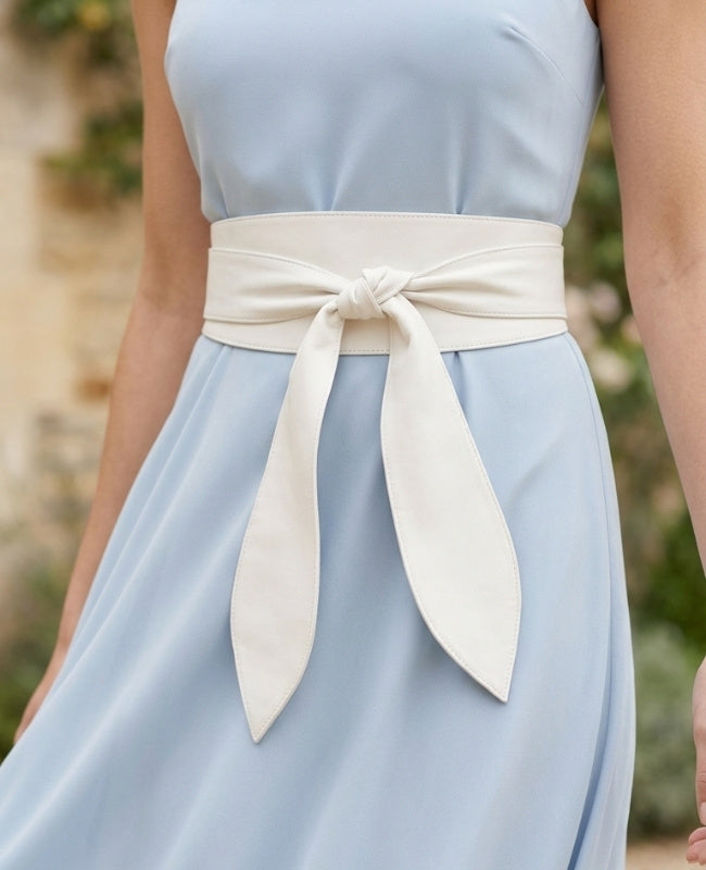 Cinto de Vestido com Laço Mulher Branco em Couro "Mathilde"