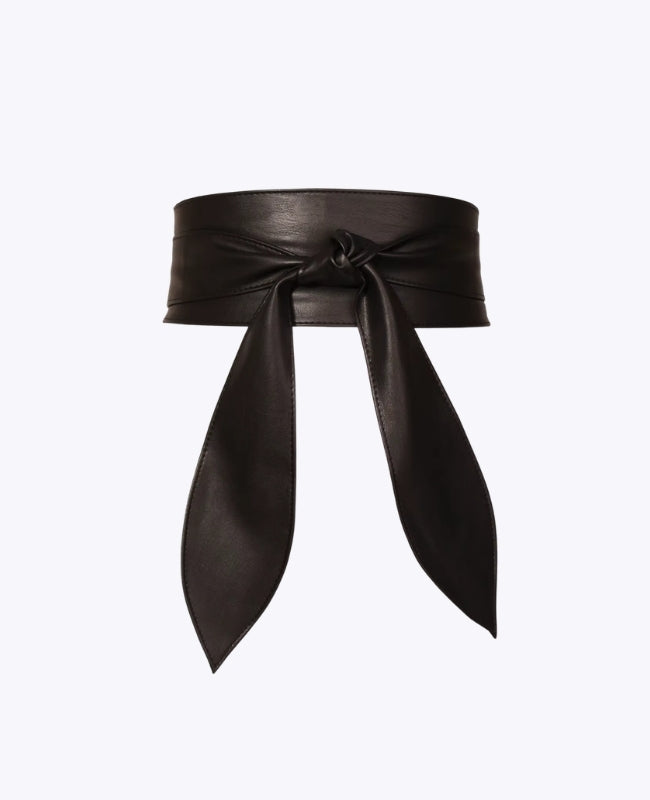 Cinto de Vestido com Laço Mulher Preto em Couro "Mathilde"