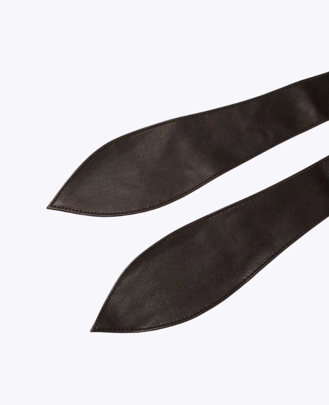 Cinto de Vestido com Nó Mulher Preto em Couro "Mathilde"