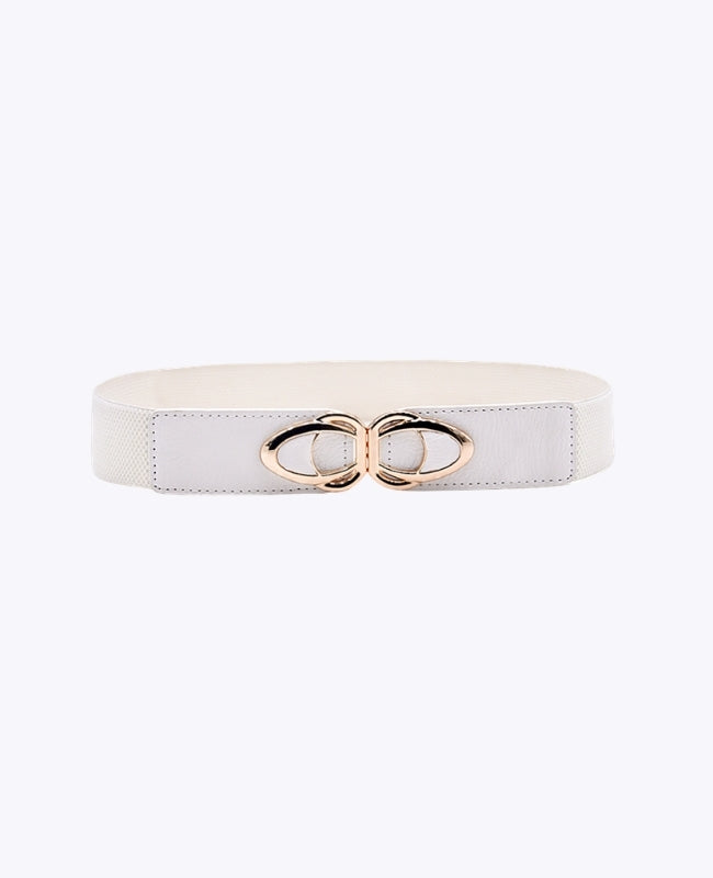 Ceinture de Robe Élastique Femme Blanc en Cuir "Louise"