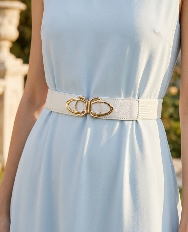 Cinto de Vestido Elástico Mulher Branco em Couro "Louise"