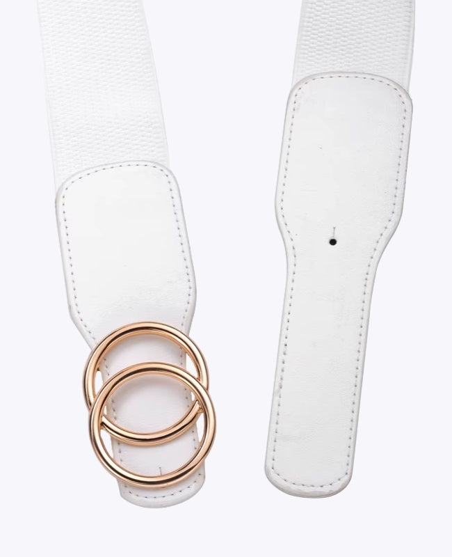 Cinto de Vestido Elástico Mulher Branco em Couro "Madeleine"