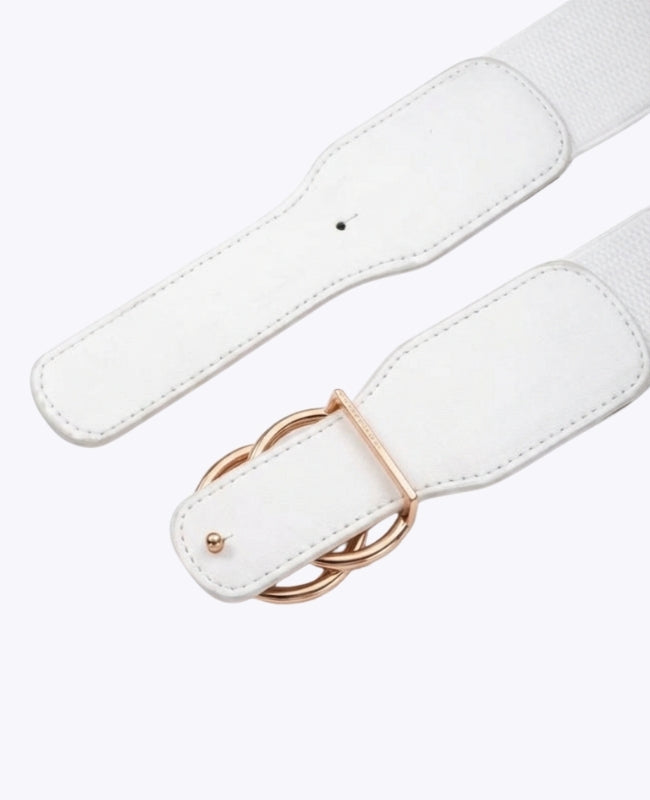 Cinto de Vestido Elástico Mulher Branco em Couro "Madeleine"