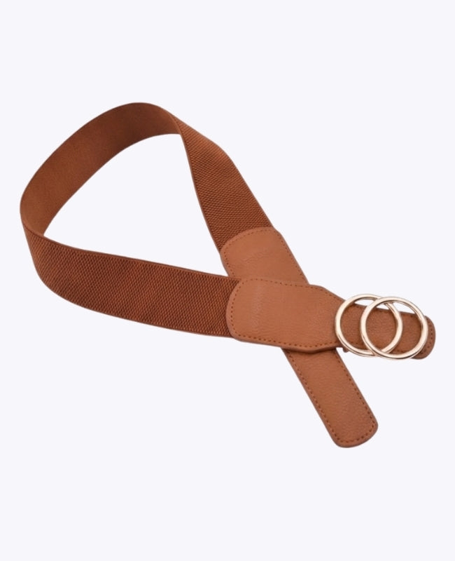 Cinto de Vestido Elástico Mulher Castanho em Couro "Madeleine"