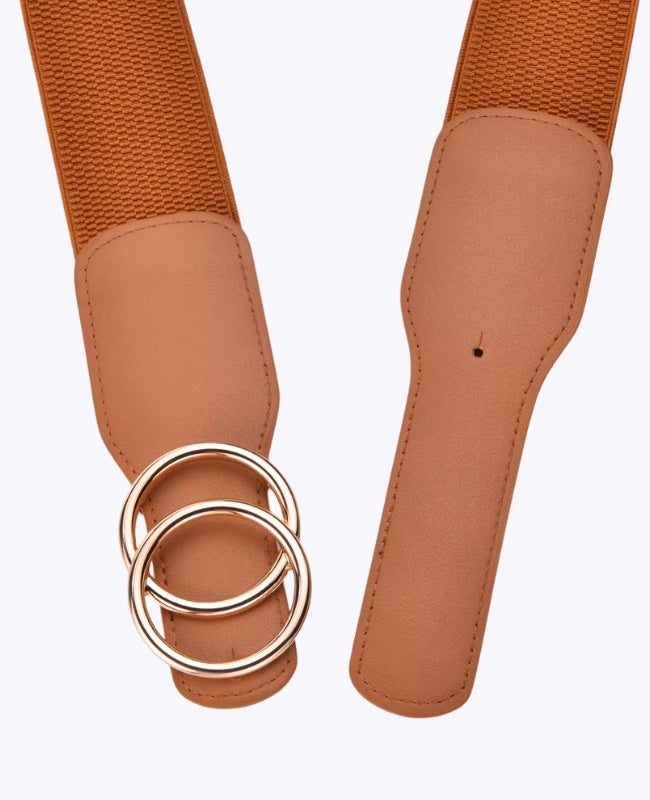 Cinto de Vestido Elástico Mulher Castanho em Couro "Madeleine"