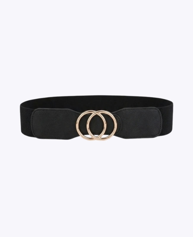 Ceinture de Robe Élastique Femme Noir en Cuir "Madeleine"