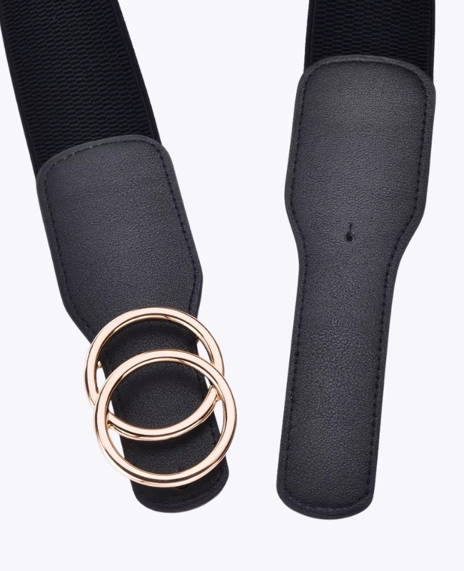 Cinto de Vestido Elástico Mulher Preto em Couro "Madeleine"