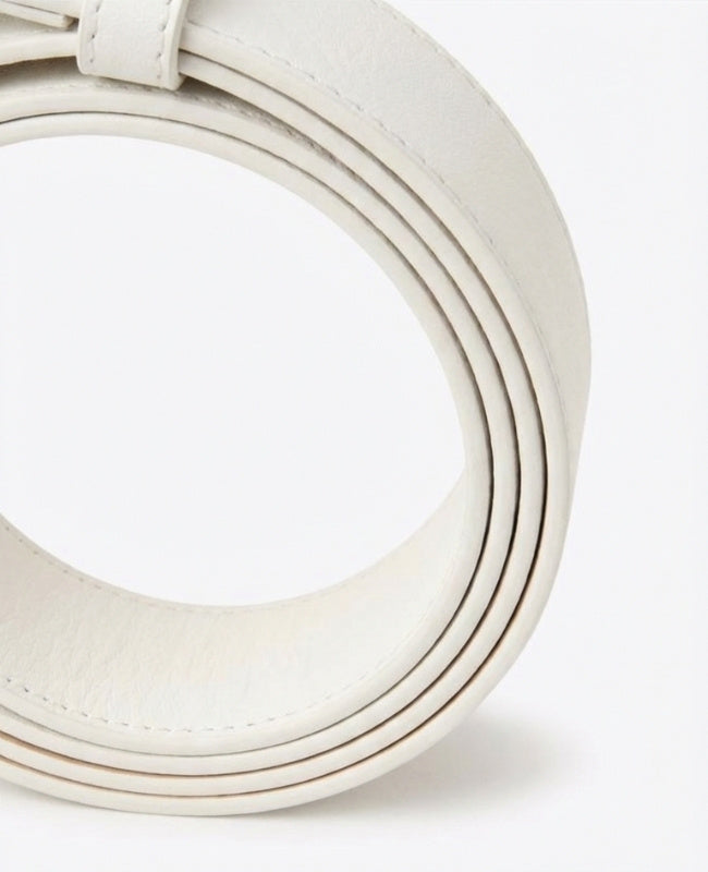 Cinto de Vestido Mulher Branco em Couro «Clémence»