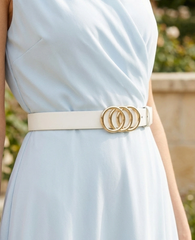 Cinto de Vestido Mulher branco em Couro "Clémence"