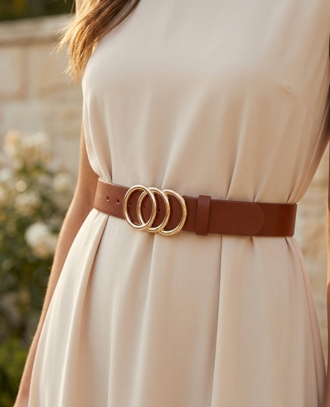 Cinto de Vestido Mulher Castanho em Couro "Clémence"
